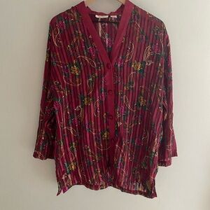 Vintage Victoria’s Secret wine colored‎ floral and paisley pajama top size large